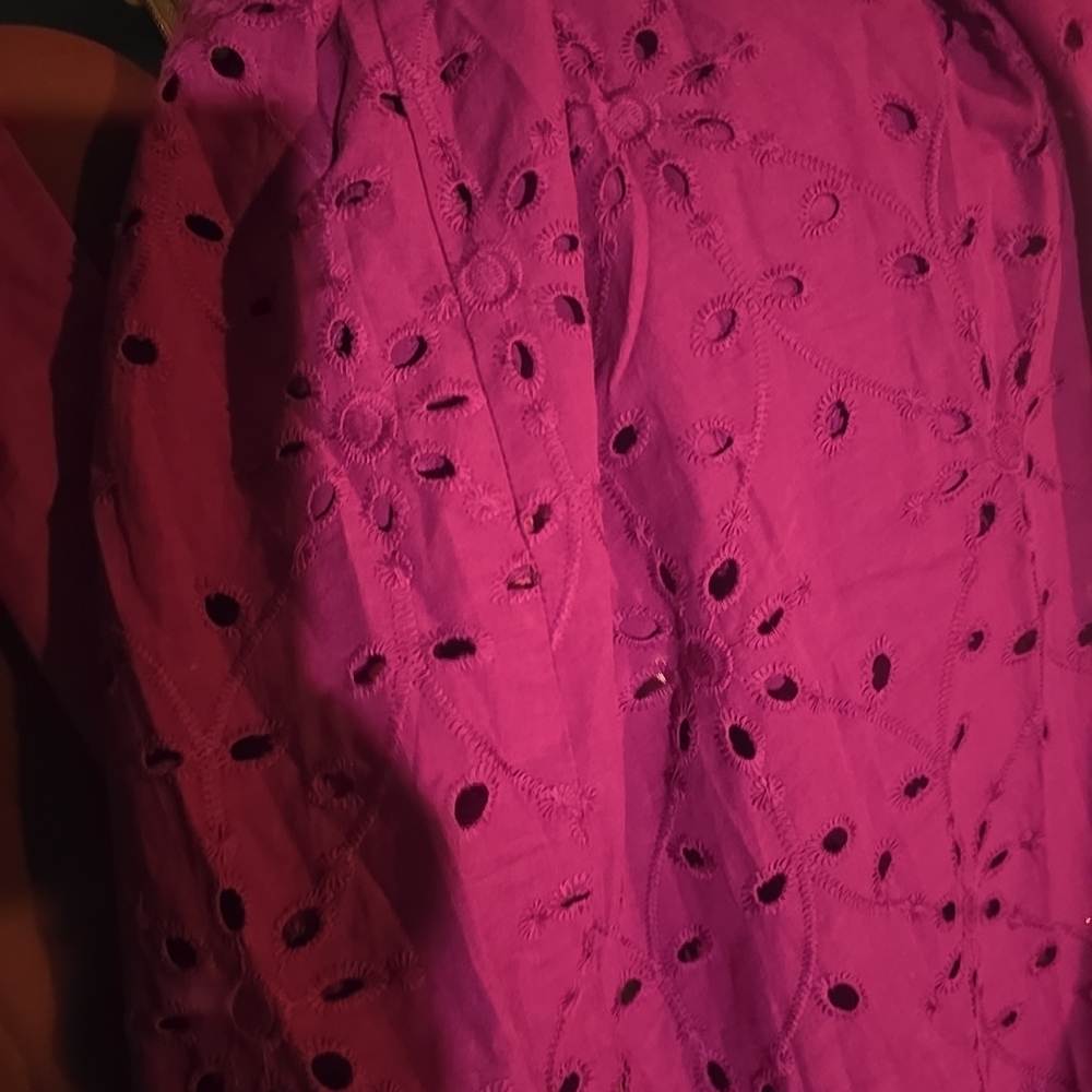 Vibrant Eyelet V-Neck Tie-Waist Dress - Picture 8 of 10